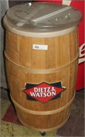Dietz & Watson plastic lined wooden barrel display