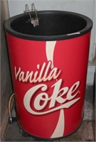 round Coca-Cola rolling ice chest display