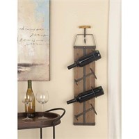 Deco 79 Industrial Wood Rectangle Wall Wine Rack