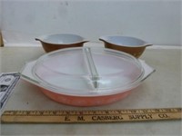 Divided Covered Pyrex Casserole Dish 12 1/2"