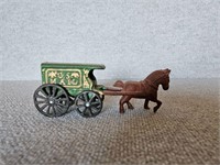 METAL DECORATIVE US MAIL HORSE & CART