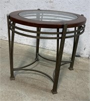 Oval rod iron end table 24x20x22