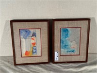 2 Framed Abstract Watercolors