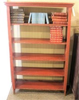 Shabby Red Tall Open Bookcase