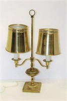 Brass Dual Arm Candlestick Lamp with Metal