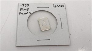 1 Gram .999 Fine Silver Rectangle