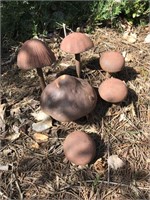 6 Garden Metal Mushrooms