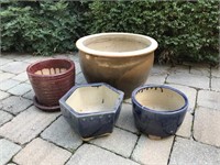 4 Outdoor Terra Cotta Glazed Pots