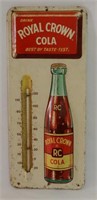 DRINK ROYAL CROWN COLA EMBOSSED TIN THERMOMETER