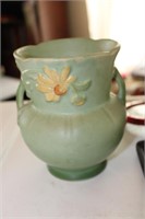 Weller Matt Green Handled Vase