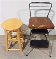 Cosco Kitchen Step Stool Chair & Wood Stool