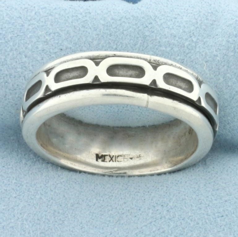 Mens Chain Design Spinning Ring in Sterling Silver