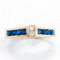 Modern Diamond & Sapphire 14k Gold Ring