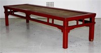 Long Chinese red lacquered low table