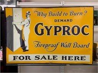 Gyproc Tin Metal Embossed Sign 1940's -  Rare