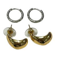 Bold Goldtone And Hoop Earrings Lot
