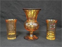 (2) Shot Glasses, (1) 4.5" Vase. - See Description