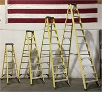 (4) Green Bull Assorted Fiberglass Step Ladders