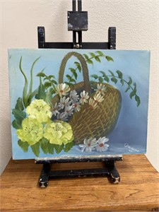 Flower Basket Painting, P. Williams 1987
