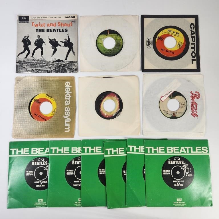 ASSORTED LOT OF THE BEATLES 45 RPM RECORDS