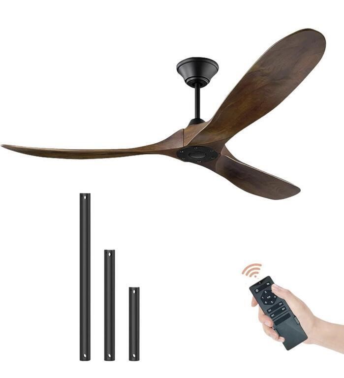 60IN WOOD CEILING FAN NO LIGHT WITH REMOTE