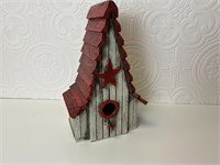 Wood Birdhouse Rustic - Red & White