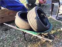 2 Tires and Wheelbarrow