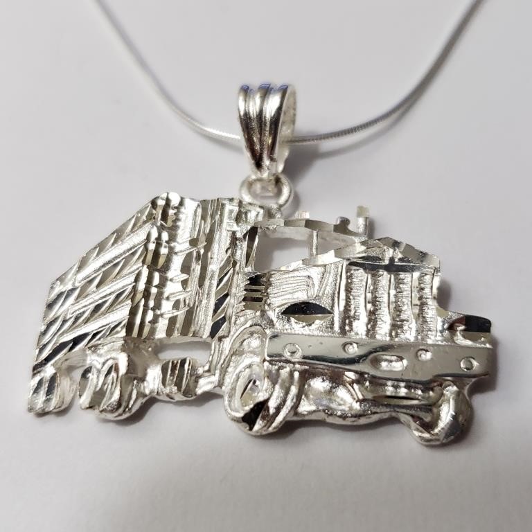 $180 Silver Truck Shaped Necklace