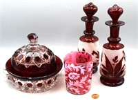 Cranberry Daisy Fern, Ruby Butter, Decanters++