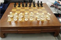 RAISED WOOD CHESS BOARD WITH TOKENS