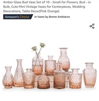MSRP $25 Set 10 Glass Bud Vases