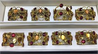Two Boxed Sets Jeweled Napkin Rings