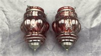 Pair of Red Glass Hanging Lamps