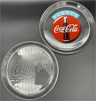2pc Coca Cola Round Glass Trays