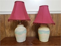 Pair of Signed Vintage Ceramic Style Lamps