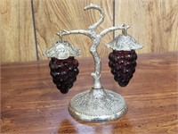 Vintage Hanging Glass Grape Salt & Pepper Shakers