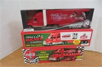 NIB Coca Cola Semi Trailers Mickey, NASCAR & ANN