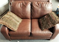 Brown Faux Leather Loveseat