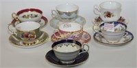 SEVEN ENGLISH CUPS AND SAUCERS