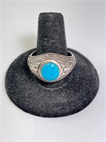 Men's Native Sterling Turquoise Ring 12 Gr Size 12