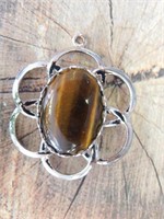 TIGERS EYE FLOWER PENDANT ROCK STONE LAPIDARY SPEC