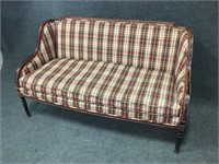 Upholstered Plaid Sofa