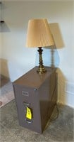 2 drawer metal file cabinet & office lamp