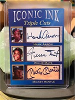 Iconic Ink Triple Cut FAC Auto Hank Aaron  Card