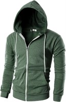 SZ XL Ohoo Mens Slim Fit Lightweight Zip Up Hoodie