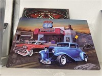 Route 66 and vintage evil speed shop metal signs