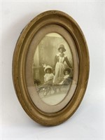 Antique Photo of Children in Carriage w/Nanny