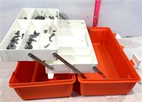 Orange Tackle Box with Lead Weights