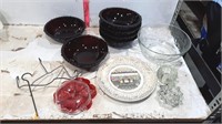 Red Glass Bowls, Decor Items