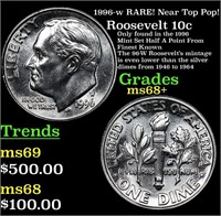 1996-w Roosevelt Dime RARE! Near Top Pop! 10c Grad